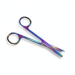 Suture Stitch Scissors with Multicolor/Rainbow Titanium Coating - Premium Quality Instrument- Delicate Hook - Perfect for Suture Removal, First Aid, EMS Training and More (4.5 in. - Straight)-0