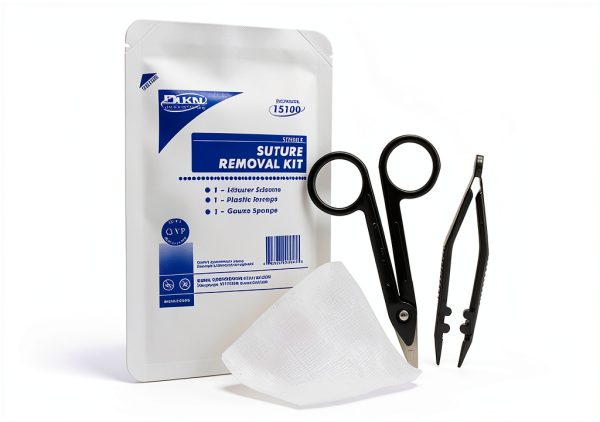 Dukal Single Use Suture Removal Kit Pack Scissors, Forceps, Gauze-0